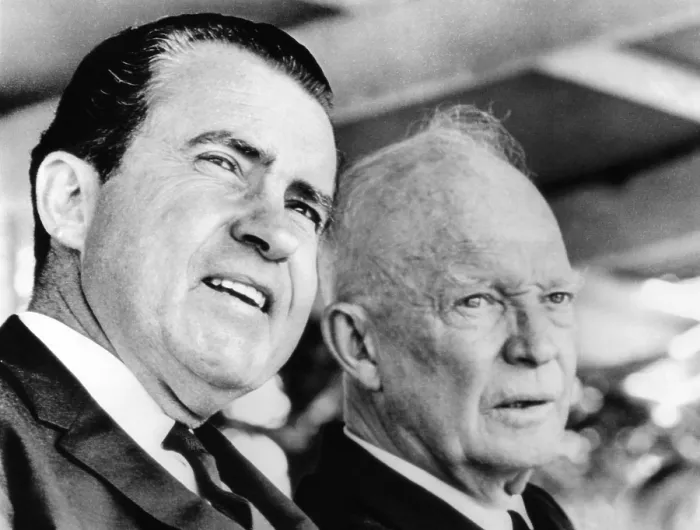 Framed Print : Former Vice President Richard Nixon and Former President Dwight Eisenhower at the Hoover 91st birthday remembrance. Hoover died the previous year. August 10, 1965 Framed Print : Former Vice President Richard Nixon and Former President Dwight Eisenhower at the Hoover 91st birthday remembrance. Hoover died the previous year. August 10, 1965