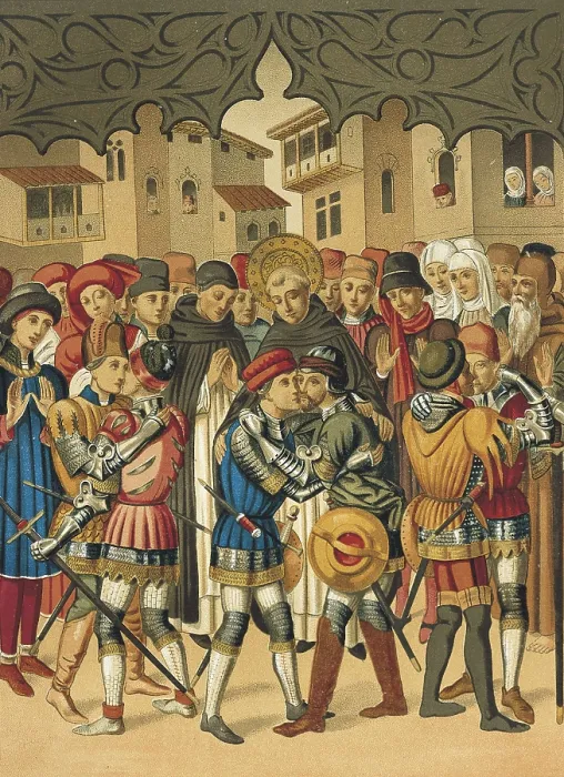 Framed Print : VICENTE FERRER, Saint (1350-1419). The Saint making peace between the factions of Centelles and Vilaragut on the streets of Valencia. AISA / Everett Collection**US SALES ONLY**
