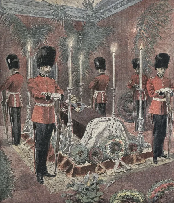 Framed Print : Victoria (1819-1901). Funerals of the queen Victoria. Illustration from 'Le Petit Journal' (February 17th1901). Engraving Framed Print : Victoria (1819-1901). Funerals of the queen Victoria. Illustration from 'Le Petit Journal' (February 17th1901). Engraving