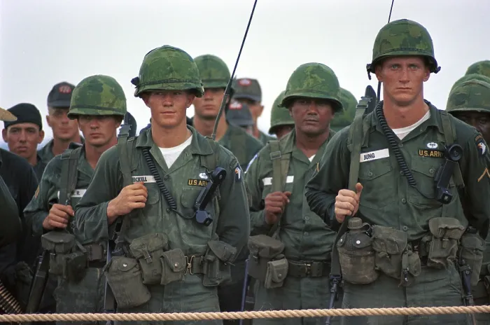 Framed Print : Vietnam Era American soldiers. Solders stand for inspection at Fort Campbell, Kentucky, during President Johnson visit. July 23, 1966