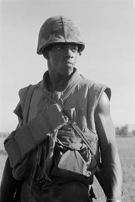 Framed Print : Vietnam War. African American Marine on patrol 8 miles south of the city of Da Nang. Oct. 30, 1969