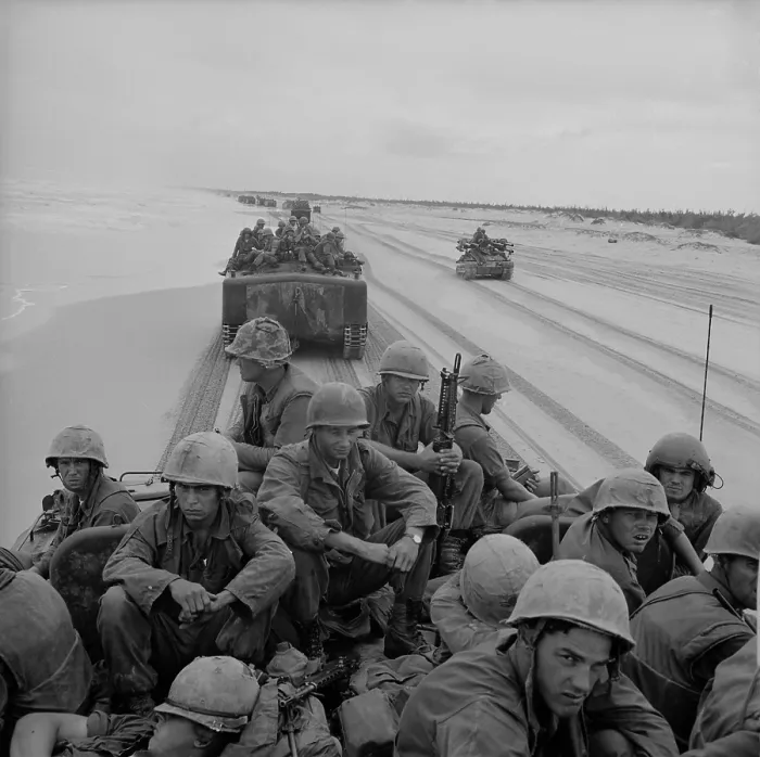 Framed Print : Vietnam War. US Marines of the 3rd Division arrive on a South Vietnam beach via amphibious landing craft. 1966 Framed Print : Vietnam War. US Marines of the 3rd Division arrive on a South Vietnam beach via amphibious landing craft. 1966