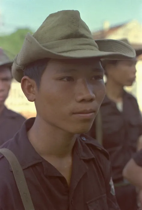 Framed Print : Vietnam War. Portrait of an ex-Viet Cong who is now enlisted in the Armed Propaganda Team Framed Print : Vietnam War. Portrait of an ex-Viet Cong who is now enlisted in the Armed Propaganda Team