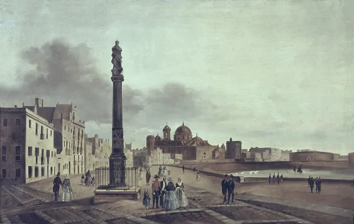 Framed Print : View of the Cadis cathedral from Campo del Sur. Anonymous author, 19th century. Oil on canvas. SPAIN. CAdiz. Museo de las Cortes de CAdiz Framed Print : View of the Cadis cathedral from Campo del Sur. Anonymous author, 19th century. Oil on canvas. SPAIN. CAdiz. Museo de las Cortes de CAdiz