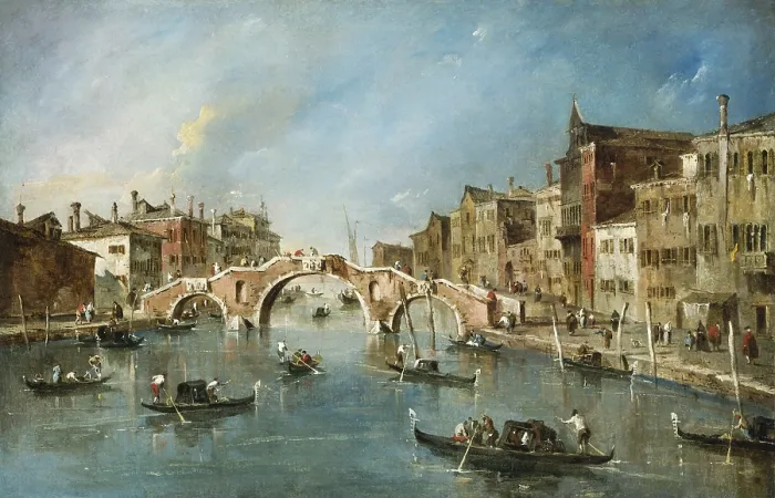 Framed Print : View on the Cannaregio Canal, Venice, by Francesco Guardi, c. 1775-80, Italian painting, oil on canvas