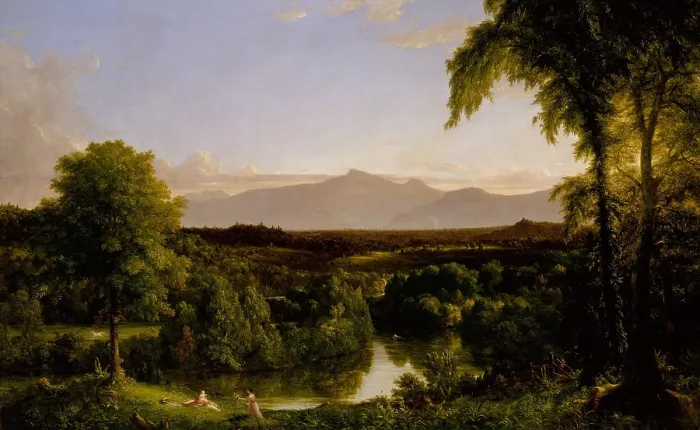 Framed Print : VIEW ON THE CATSKILL-EARLY AUTUMN, by Thomas Cole, 1836-37, American painting, oil on canvas