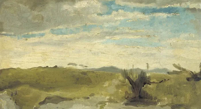 Framed Print : View in the Dunes near Dekkersduin, The Hague, by George Hendrik Breitner, c. 1875-85, Dutch painting, oil on panel. Very broadly painted impressionist sketch of sand dunes Framed Print : View in the Dunes near Dekkersduin, The Hague, by George Hendrik Breitner, c. 1875-85, Dutch painting, oil on panel. Very broadly painted impressionist sketch of sand dunes