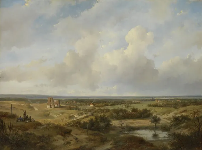 Framed Print : View of Haarlem, by Andreas Schelfhout, 1844, Dutch painting, oil on panel. Landscape is painted in the 17th-century style, with inspiration from Jacob Ruisdael Framed Print : View of Haarlem, by Andreas Schelfhout, 1844, Dutch painting, oil on panel. Landscape is painted in the 17th-century style, with inspiration from Jacob Ruisdael