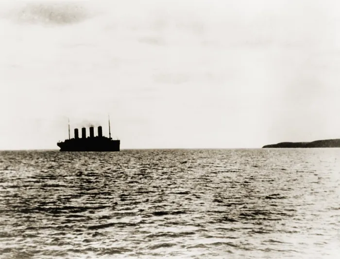 Framed Print : The last view of the luxury liner Titanic as she left Queenstown, England, on her ill-fated maiden voyage. April 10, 1912