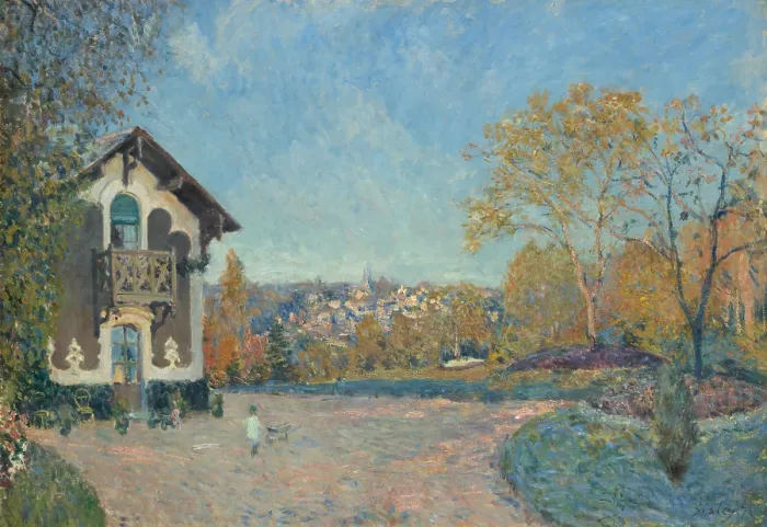 Framed Print : View of Marly-le-Roi from Coeur-Volant, by Alfred Sisley, 1876, French impressionist oil painting