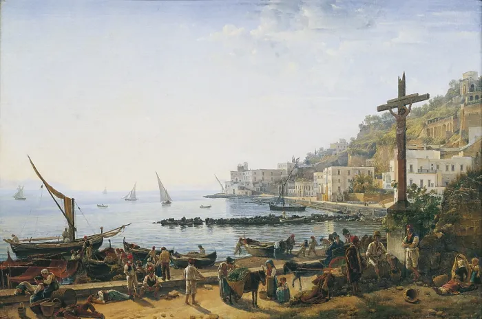 Framed Print : View of Mergellina (Veduta di Mergellina), by Sil'vestr Feodosievi edrin, 1826, 19th Century, oil on canvas - Whole artwork view Framed Print : View of Mergellina (Veduta di Mergellina), by Sil'vestr Feodosievi edrin, 1826, 19th Century, oil on canvas - Whole artwork view