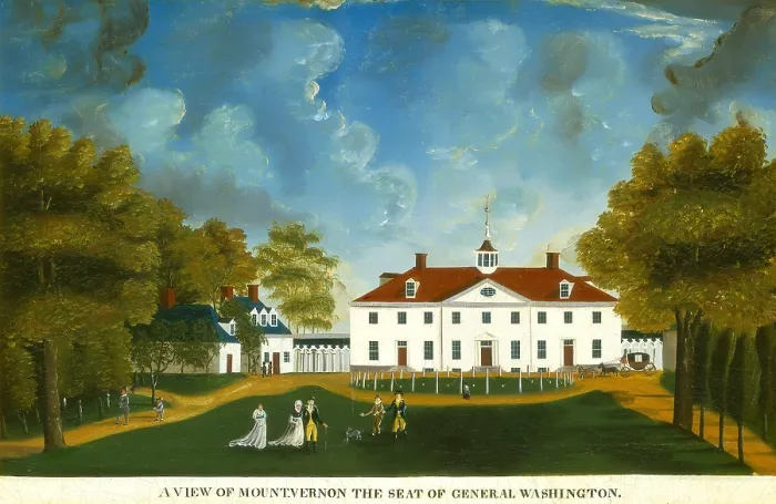 Framed Print : A View of Mount Vernon, by Anonymous painter, 1792 or after. The plantation house of George Washington as painted by an unknown American nave artist Framed Print : A View of Mount Vernon, by Anonymous painter, 1792 or after. The plantation house of George Washington as painted by an unknown American nave artist