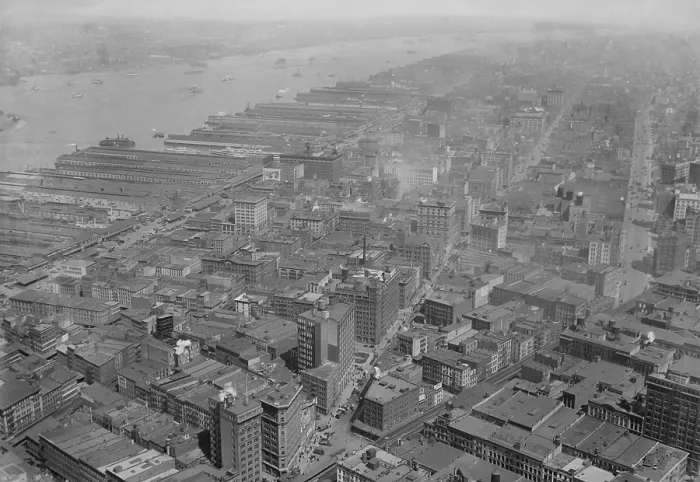 Framed Print : View northwest from the Woolworth Building of downtown Manhattan, c. 1920