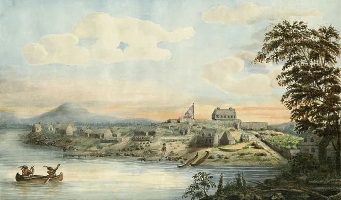 Framed Print : A VIEW OF THE POST OF ST. JOSEPH AT THE HEAD OF LAKE HURON, by Edward Walsh, July 12, 1804. Lt