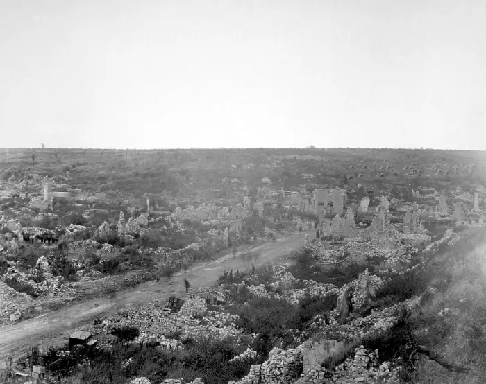 Framed Print : A view of ruins of Avocourt, France, after the Allied Meuse-Argonne offensive of September 26, 1918. October 6, 1918 Framed Print : A view of ruins of Avocourt, France, after the Allied Meuse-Argonne offensive of September 26, 1918. October 6, 1918