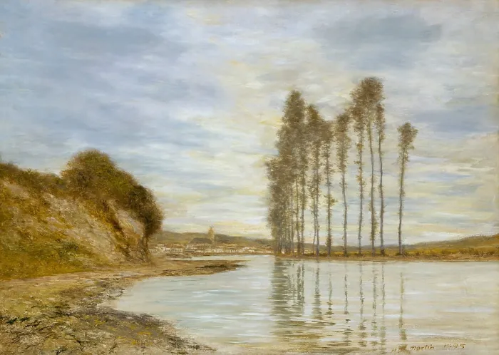 Framed Print : VIEW ON THE SCENE: HARP OF THE WINDS, by Homer Dodge Martin, 1893-95, American oil painting. This was painted during the artist's ten years in France from 1895-96