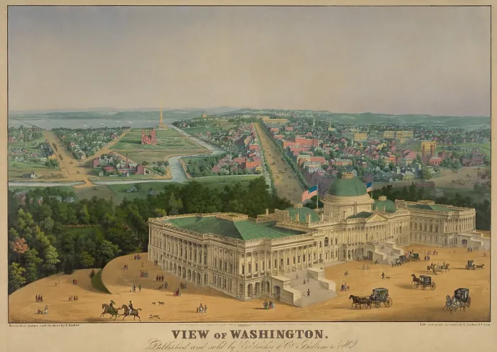 Framed Print : View of Washington DC. 1852 Framed Print : View of Washington DC. 1852