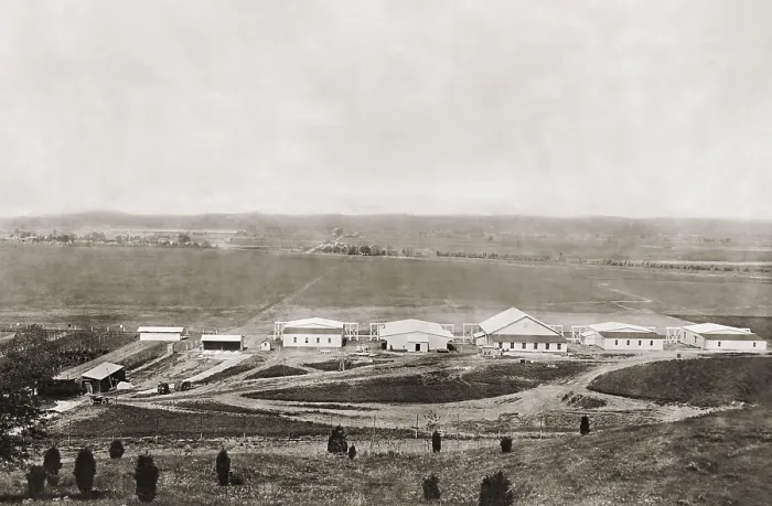 Framed Print : View of Wright Research Laboratory at Dayton Flying Field, 1917. With the advent of WW1, military aviation grew, as did Wright Company operations