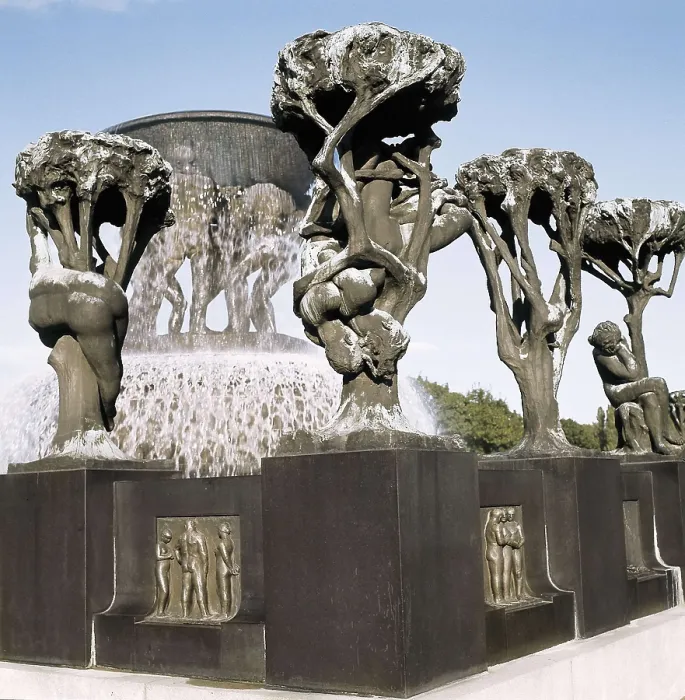Framed Print : Vigeland, Gustav (1869-1943). The Fountain. 1906-1914. NORWAY. Oslo. Vigeland Park. Fountain surrounded with scultures of trees. Sculpture Framed Print : Vigeland, Gustav (1869-1943). The Fountain. 1906-1914. NORWAY. Oslo. Vigeland Park. Fountain surrounded with scultures of trees. Sculpture