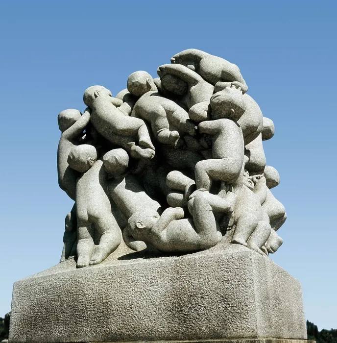 Framed Print : Vigeland, Gustav (1869-1943). Group of Children. 1925. NORWAY. Oslo. Vigeland Park. Sculpture on rock. AISA / Everett Collection - Image has fine art copyright