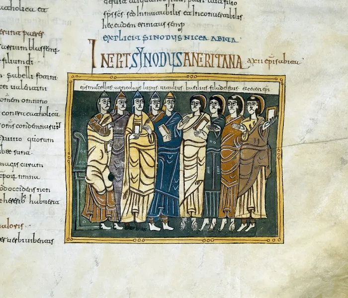 Framed Print : Vigilian or Albelda Codex. 10th c. Council of Nicaea. Mozarabic art. Miniature Painting. SPAIN. San Lorenzo de El Escorial. Royal Library of the Monastery of El Escorial Framed Print : Vigilian or Albelda Codex. 10th c. Council of Nicaea. Mozarabic art. Miniature Painting. SPAIN. San Lorenzo de El Escorial. Royal Library of the Monastery of El Escorial