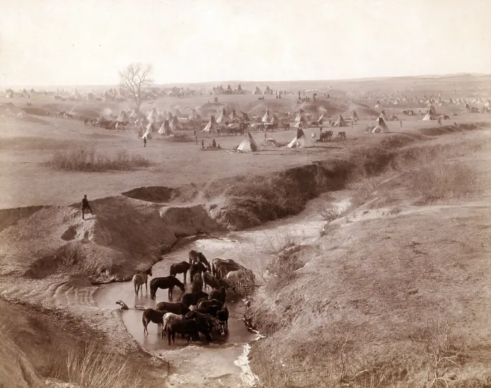 Framed Print : Villa of Brule. A Lakota Sioux tipi camp in background; horses at White Clay Creek watering hole, in the foreground. Near Pine Ridge, South Dakota. photo by John C. Grabill, 1891 Framed Print : Villa of Brule. A Lakota Sioux tipi camp in background; horses at White Clay Creek watering hole, in the foreground. Near Pine Ridge, South Dakota. photo by John C. Grabill, 1891