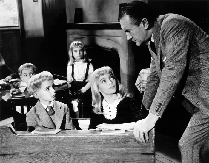 Framed Print : VILLAGE OF THE DAMNED, Martin Stephens, June Cowell, George Sanders, 1960