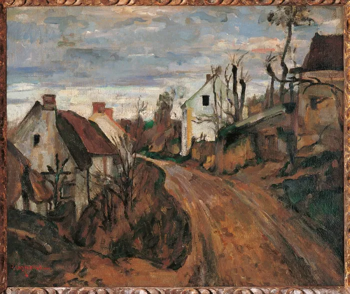 Framed Print : Village Street in Auvers, by Paul Czanne, 1872 - 1873 about, 19th Century, oil on canvas, cm 46 x 55, 5 - France, Ile de France, Paris, Muse dOrsay. All