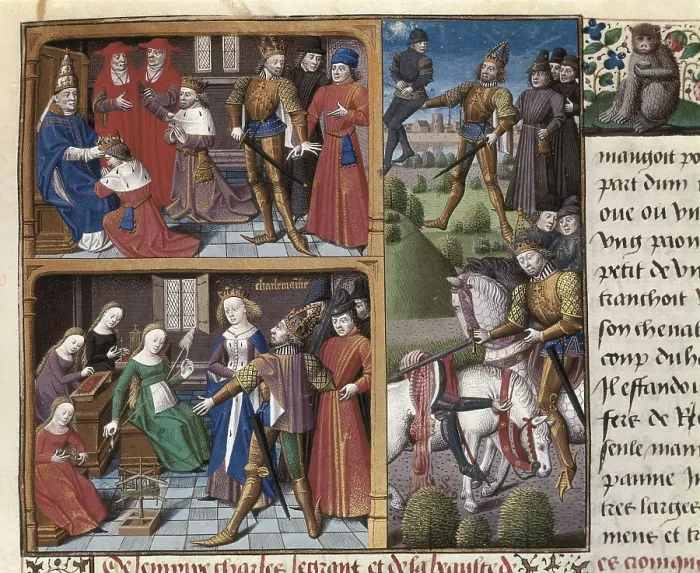 Framed Print : VINCENT of BEAUVAIS (1190-1264). Speculum historiale. ca. 1460. The empire of Charlemagne. Translation by Jean de Vignayaccording to an original of the 13th c. Gothic art