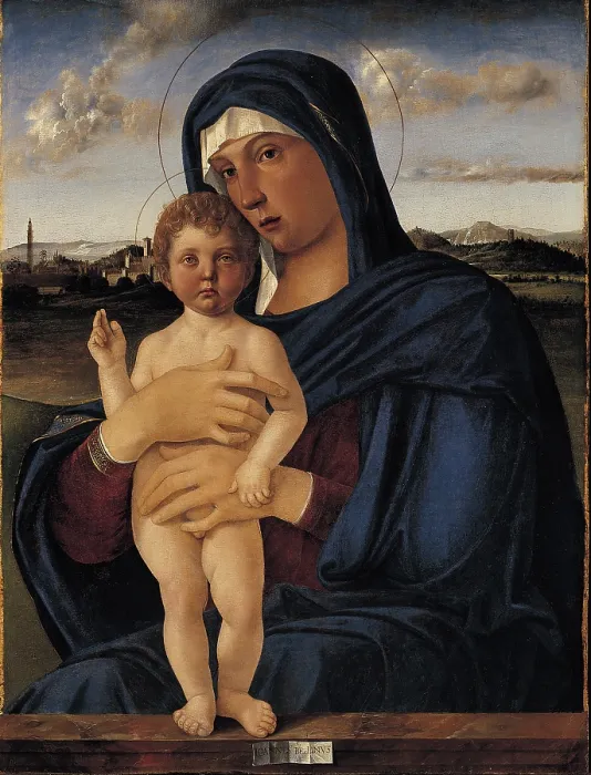 Framed Print : Virgin with Child (Contarini Madonna), by Giovanni Bellini, 1475 - 1480, 15th Century, panel, cm 60 x 78 - Italy, Veneto, Venice, Accademia Art Galleries. All