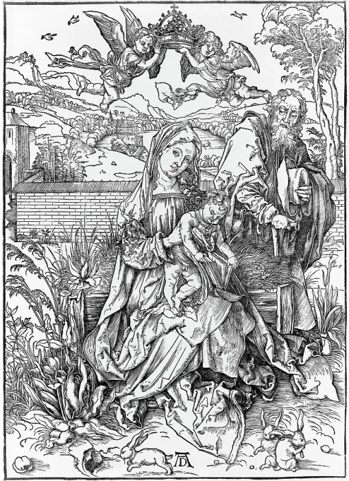 Framed Print : The Virgin with child holding a book, by Albrecht Durer, circa 1498