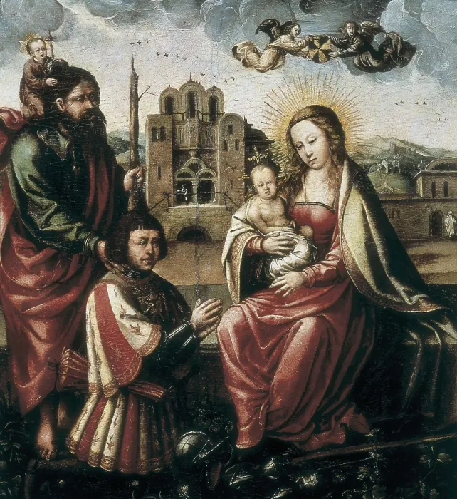 Framed Print : The Virgin of Christopher Columbus. beg. 16th c. Castilian anonymous. Oil on wood. SPAIN. Madrid. Lzaro Galdiano Foundation. AISA / Everett Collection**US SALES ONLY**