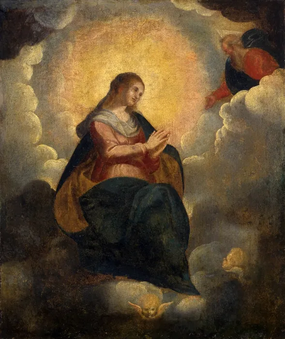Framed Print : Virgin in Glory, Italian Artist, begin of the 17th Century, oil on canvas - Italy, Lombardy, Milan, Castello Sforzesco, Civic Collection of Ancient Art. Whole artwork view Framed Print : Virgin in Glory, Italian Artist, begin of the 17th Century, oil on canvas - Italy, Lombardy, Milan, Castello Sforzesco, Civic Collection of Ancient Art. Whole artwork view