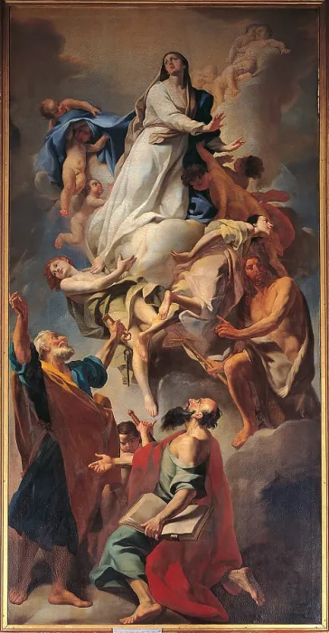 Framed Print : The Virgin Mary of the Assumption, St Peter, St Paul and St John, by Francesco Pavona, 18th Century, - Italy, Emilia Romagna, Bologna, Sanctuary of San Luca. All Framed Print : The Virgin Mary of the Assumption, St Peter, St Paul and St John, by Francesco Pavona, 18th Century, - Italy, Emilia Romagna, Bologna, Sanctuary of San Luca. All