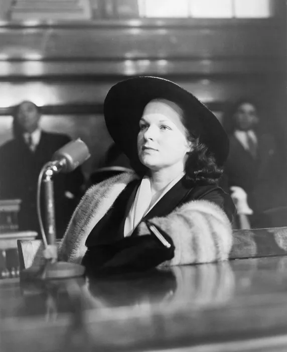 Framed Print : Virginia Hill, girlfriend of Las Vegas mobster Ben Bugsy Siegel, testifies before the Kefauver organized crime hearings in New York in February 1951