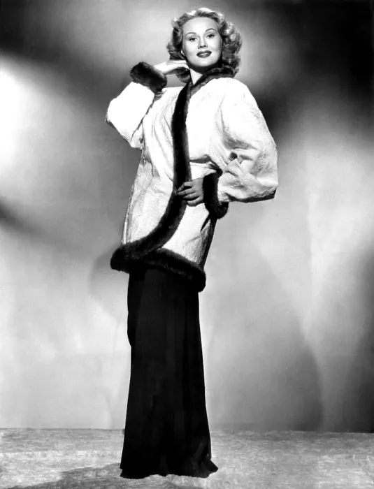 Framed Print : Virginia Mayo modeling cocktail jacket with mink trim, 1948 Framed Print : Virginia Mayo modeling cocktail jacket with mink trim, 1948