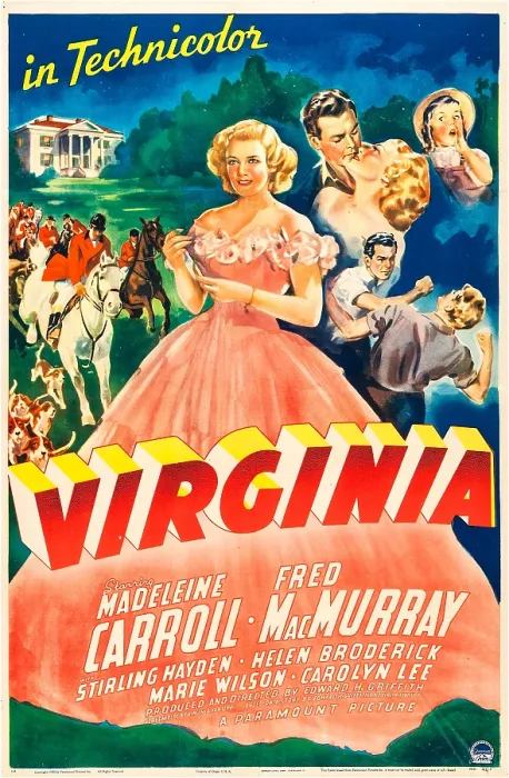 Framed Print : VIRGINIA, US poster, Madeleine Carroll (center), Fred MacMurray, Madeleine Carroll (kissing), 1941