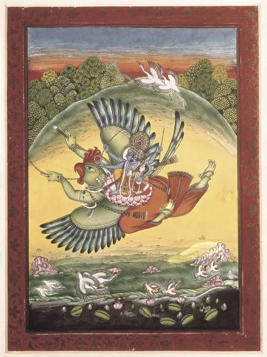 Framed Print : Vishnu and the woman on his bird. Hindu art. Painting. UNITED KINGDOM. London. Victoria and Albert Museum. Proc: INDIA. Bundi. AISA / Everett Collection (98439)**US SALES ONLY** Framed Print : Vishnu and the woman on his bird. Hindu art. Painting. UNITED KINGDOM. London. Victoria and Albert Museum. Proc: INDIA. Bundi. AISA / Everett Collection (98439)**US SALES ONLY**