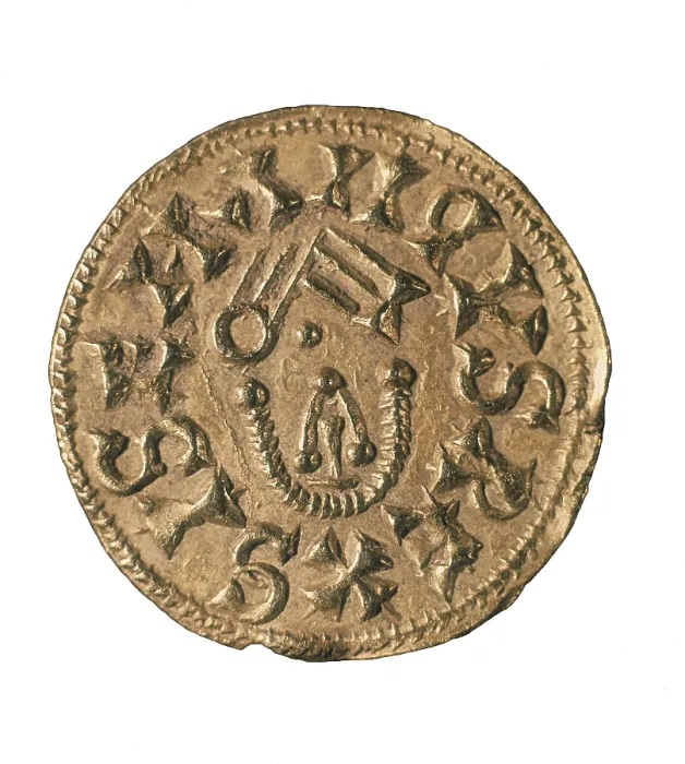 Framed Print : Visigothic triens of king Sisebut (7th c.), minted in Tarraco. SPAIN. Barcelona. National Art Museum of Catalonia. AISA / Everett Collection**US SALES ONLY**