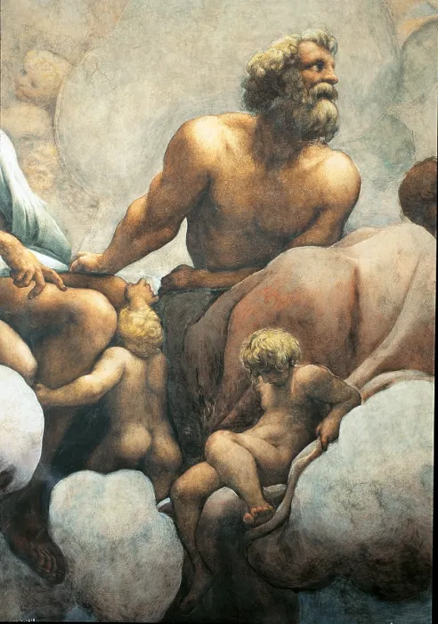 Framed Print : The Vision of St John the Evangelist, the Evangelists and the Doctors of the Church, by Antonio Allegri known as Correggio, 1520 - 1524 about, 16th Century, fresco