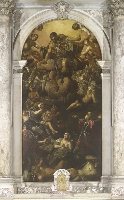 Framed Print : Vision of St. Rocco, by Jacopo Robusti also known as Tintoretto, 1588, 16th Century, oil on canvas, 495 x 246 cm - Italy, Veneto, Venice