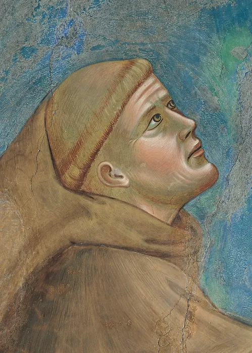 Framed Print : The Vision of the Thrones, by Giotto, 1297 - 1299 about, 13th Century, fresco, cm 270 x 230 - Italy, Umbria, Perugia, Assisi, Upper Basilica of San Francesco, nave. Detail