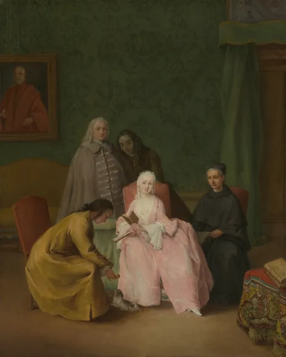 Framed Print : THE VISIT, by Pietro Longhi, 1746, Italian painting, oil on canvas