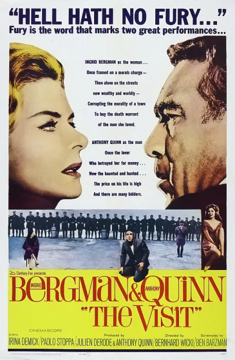 Framed Print : THE VISIT, US poster art, from left: Ingrid Bergman, Anthony Quinn, 1964. TM & Copyright 20th Century Fox Film Corp. All rights reserved / courtesy Everett Collection