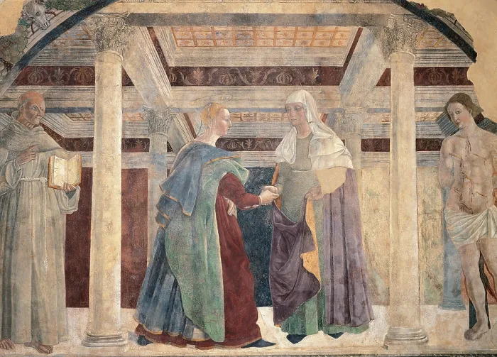 Framed Print : Visitation, by Lorentino dArezzo, about, 15th Century, - Italy, Tuscany, Arezzo, San Francesco Church, SantAntonio da Padua Chapel. All Framed Print : Visitation, by Lorentino dArezzo, about, 15th Century, - Italy, Tuscany, Arezzo, San Francesco Church, SantAntonio da Padua Chapel. All