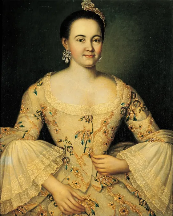 Framed Print : perhaps by Visnjakov Ivan Jakovlevic, Stepanida Savvisna Jakovleva, 1750, 18th Century, oil on canvas, Russia Moscow