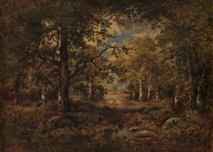 Framed Print : A VISTA THROUGH TREES: FOUNTAINBLEAU, by Narcisse Virgilio Diaz, 1873, French painting, oil on wood