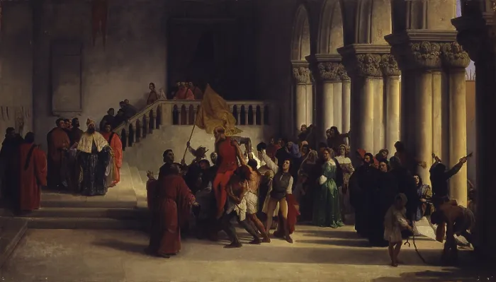Framed Print : Vittore Pisani Freed from Prison and Carried in Triumph (Vittore Pisani liberato dal carcere e portato in trionfo), by Francesco Hayez, 1867, 19th Century, oil on canvas Framed Print : Vittore Pisani Freed from Prison and Carried in Triumph (Vittore Pisani liberato dal carcere e portato in trionfo), by Francesco Hayez, 1867, 19th Century, oil on canvas