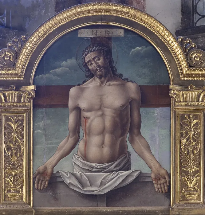 Framed Print : Vivarinis Polyptych, by Bartolomeo Vivarini, 1487, 15th Century, oil on canvas, - Italy, Veneto, Venice, Santa Maria Gloriosa dei Frari Basilica. Detail
