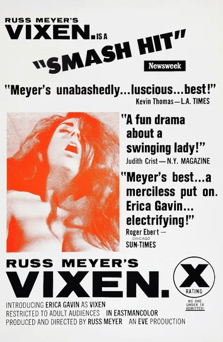 Framed Print : VIXEN!, (aka RUSS MEYER'S VIXEN), US poster art, Erica Gavin, 1968